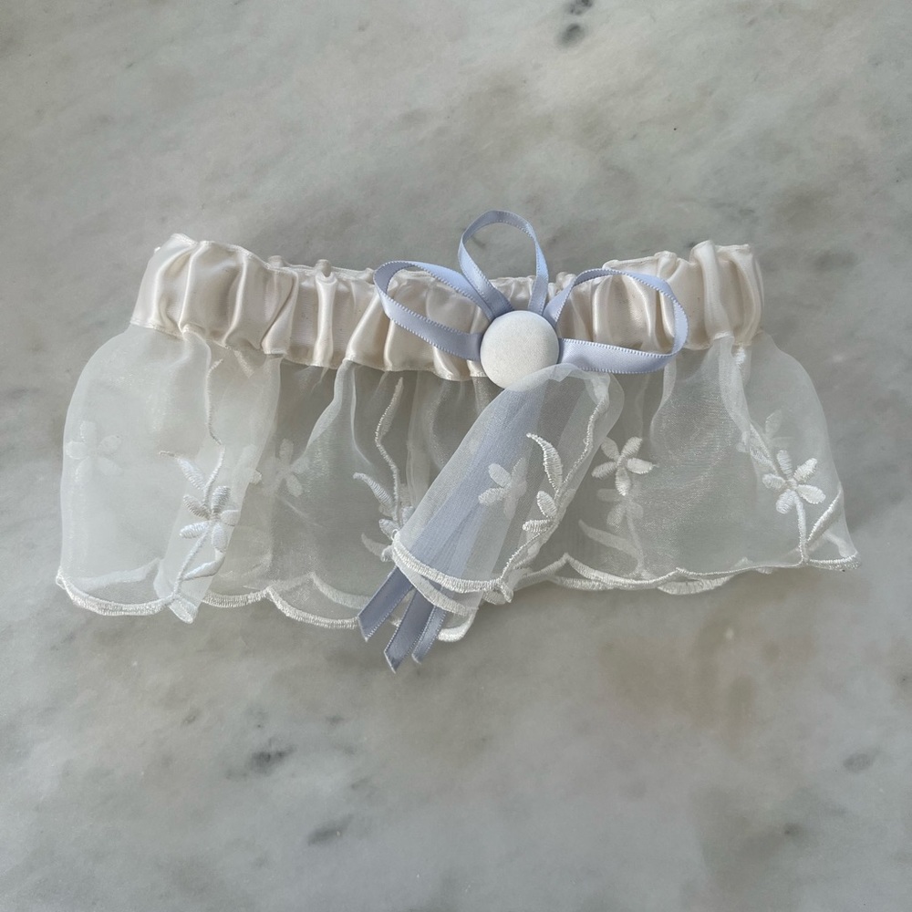 Wedding Bridal Ivory Garter Embroidered